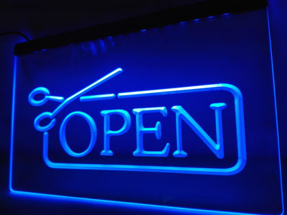 Barber Shop Hairdresser Open neon sign LED