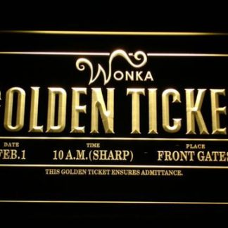 Willy Wonka And The Chocolate Factory Golden Ticket neon sign LED