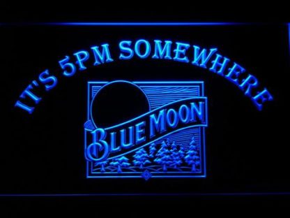 Blue Moon Old Logo It's 5pm Somewhere neon sign LED