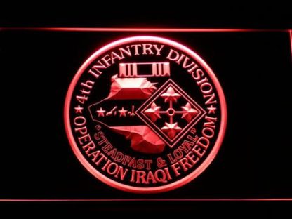 US Army 4th Infantry Division Operation Iraqi Freedom neon sign LED