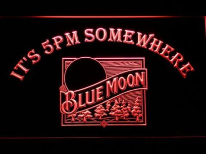 Blue Moon Old Logo It's 5pm Somewhere neon sign LED