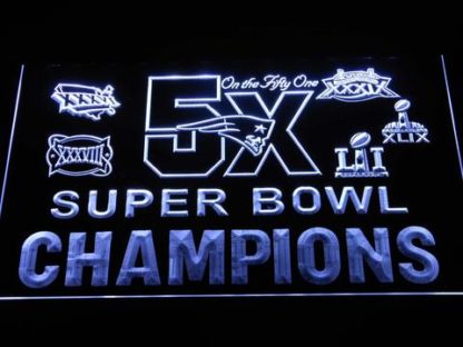 New England Patriots 5X Super Bowl Champions Logos neon sign LED