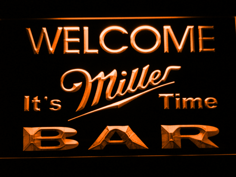Miller It's Miller Time Welcome Bar neon sign LED