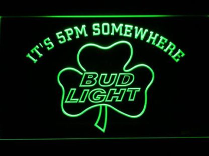 Bud Light Shamrock It's 5pm Somewhere neon sign LED