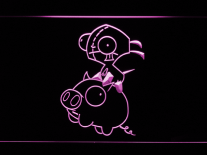 Invader Zim Gir and Piggy neon sign LED