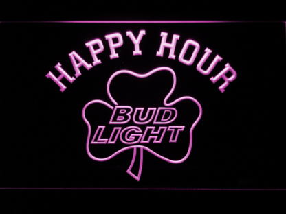 Bud Light Shamrock Happy Hour neon sign LED