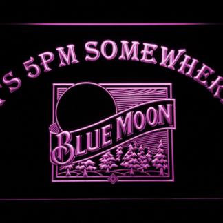 Blue Moon Old Logo It's 5pm Somewhere neon sign LED