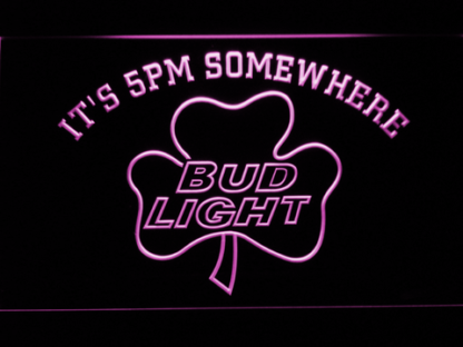 Bud Light Shamrock It's 5pm Somewhere neon sign LED