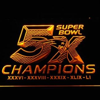 New England Patriots 5X Super Bowl Champions neon sign LED