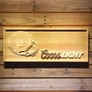 Detroit Lions Coors Light Helmet Wood Sign neon sign LED