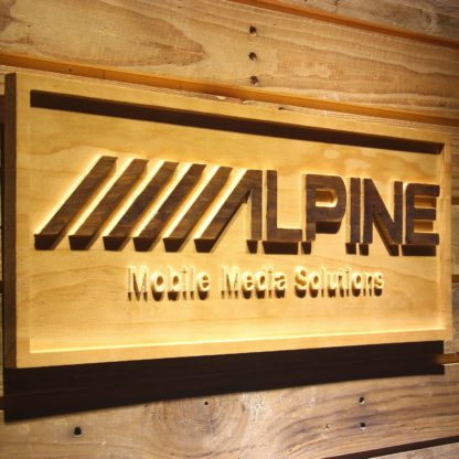 Alpine Mobile Media Solutions Wood Sign neon sign LED