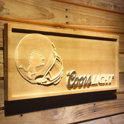 Detroit Lions Coors Light Helmet Wood Sign neon sign LED