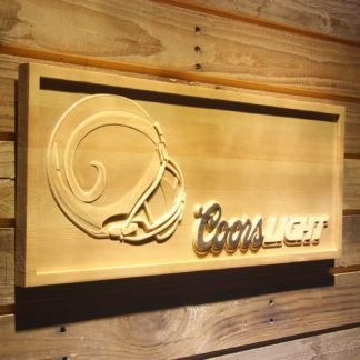 Los Angeles Rams Coors Light Helmet Wood Sign neon sign LED