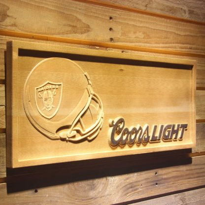 Oakland Raiders Coors Light Helmet Wood Sign neon sign LED