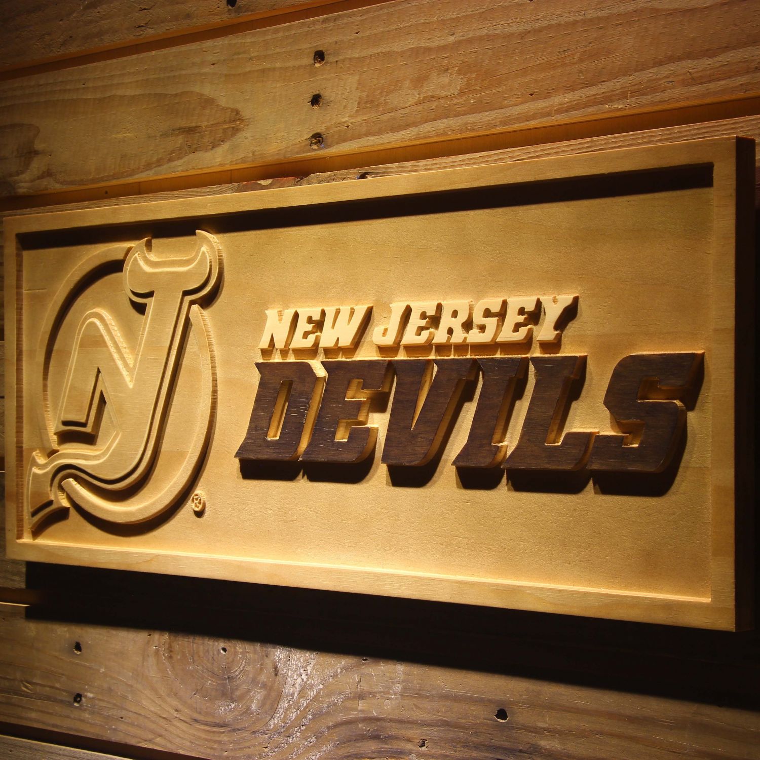 New Jersey Devils Wood Sign