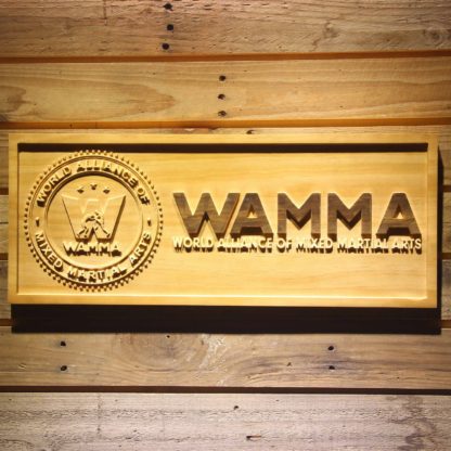 World Alliance of Mixed Martial Arts WAMMA Wood Sign neon sign LED