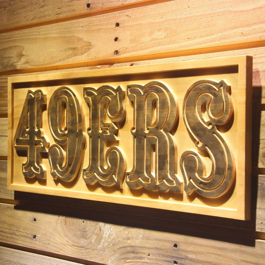 San Francisco 49ers 1972 2004 Logo Wood Sign Legacy Edition Neon