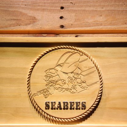 US Navy Seabees Wood Sign neon sign LED