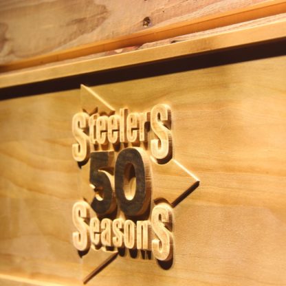 Pittsburgh Steelers 50th Anniversary Logo Wood Sign - Legacy Edition neon sign LED